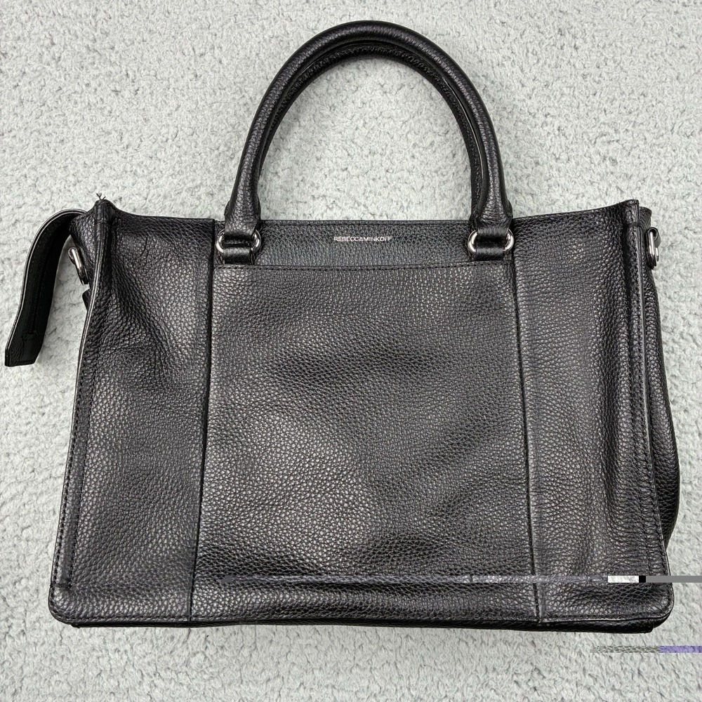 Rebecca Minkoff Black Pebbled Leather Satchel Crossbody Shoulder Bag